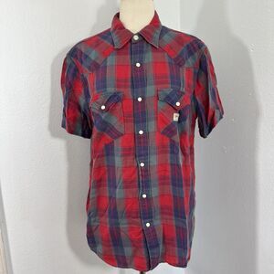 Denim Supply Ralph Lauren Shirt Mens M Multi Plaid Pearl Snap Western
